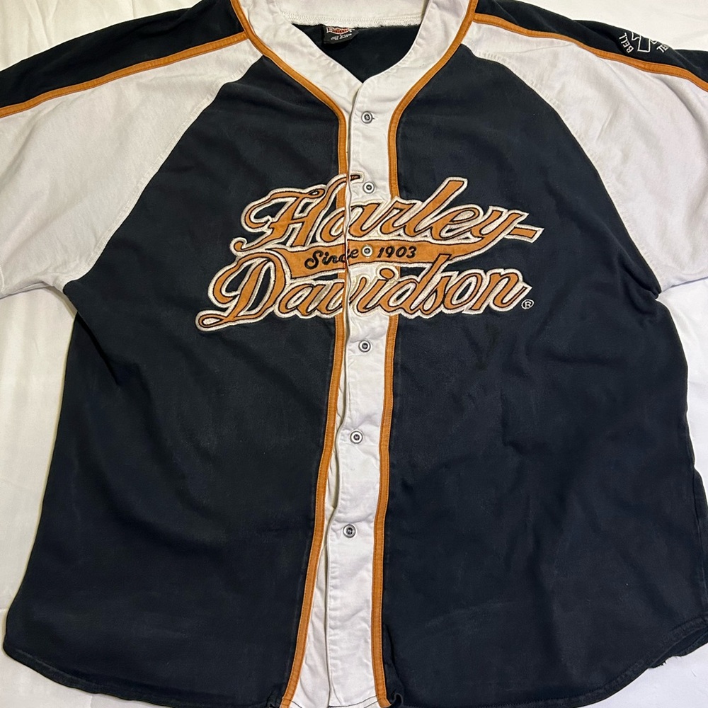 Harley-Davidson Black and White Cotton Shirt